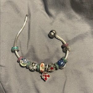 Pandora Silver Bracelet with Multicolor Christmas Charms